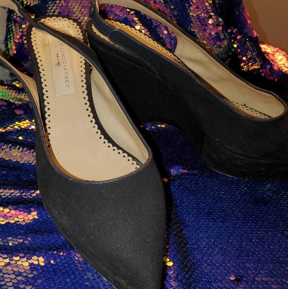 Stella McCartney Navy Cavas Wedge - Picture 2 of 7